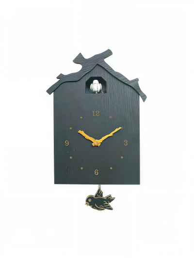 Часы настенные с кукушкой и маятником Clocker KuKuOne, деревянные, черные-1